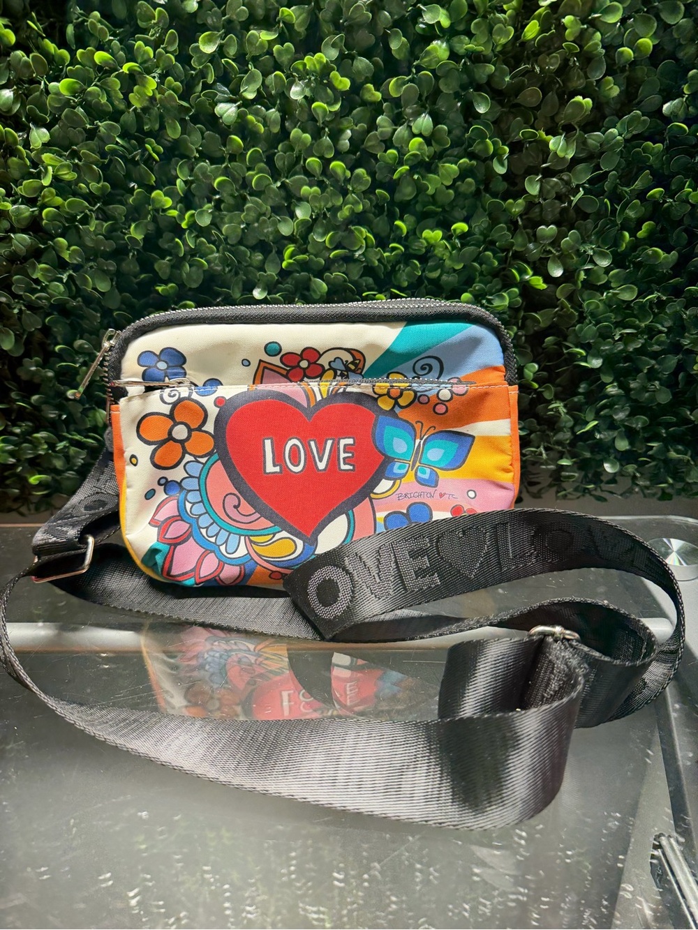Bright Brighton Multicolor 'LOVE' Heart Crossbody with Black Strap - Picture 1 of 6